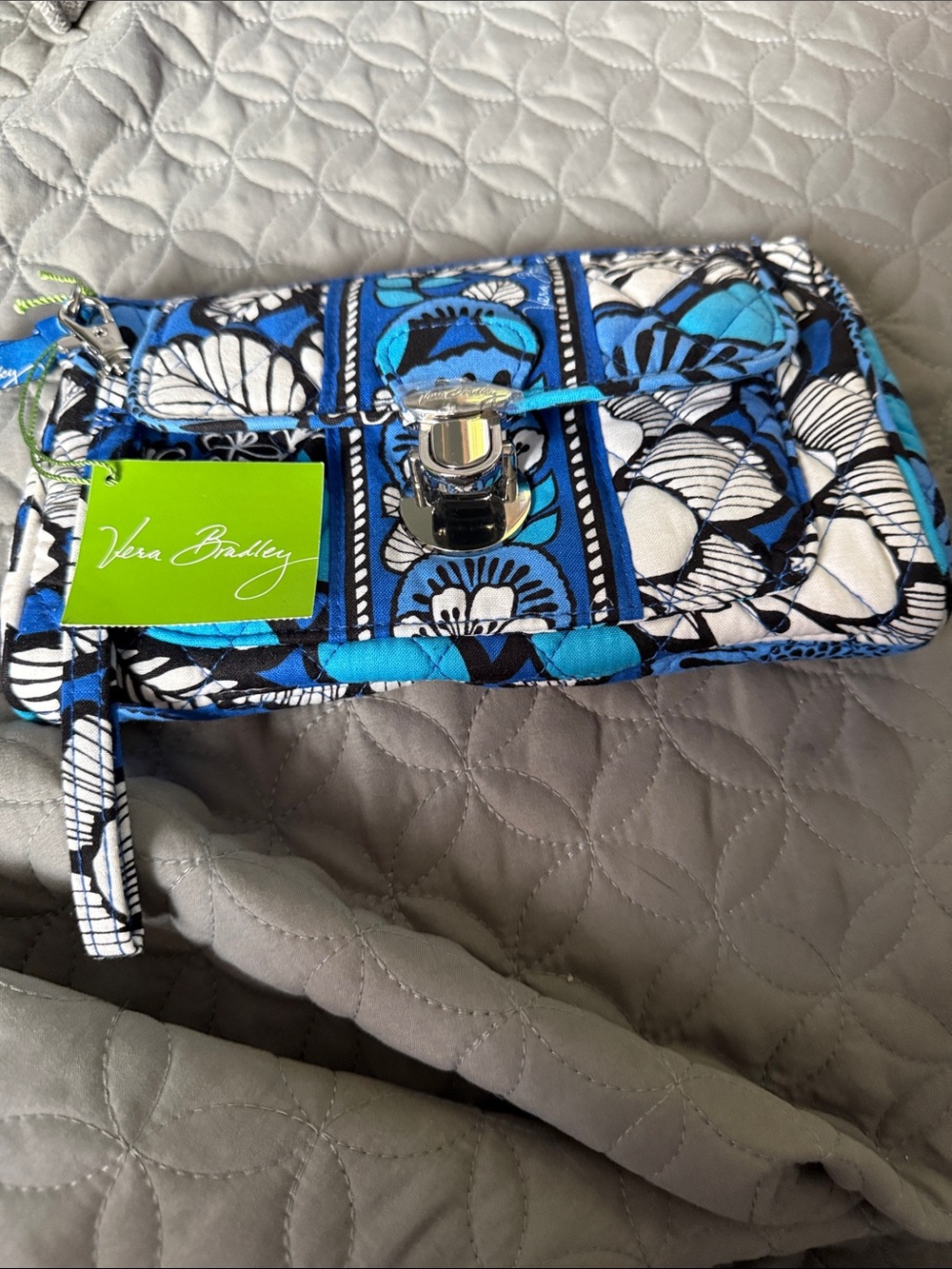 Vera Bradley Pushlock Wristlet Blue Bayou